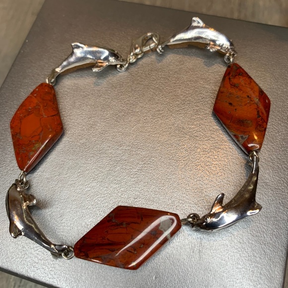 Vintage Kabana 925 Dolphin Bracelet & Earrings - Picture 2 of 5